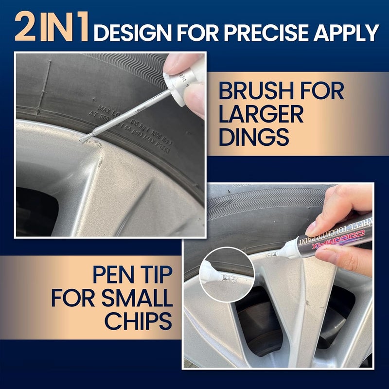 cocomfix Silver Wheel Touch Up Paint, Chrome Rim Paint for Curb Rash, Wheel Scratch Repair Kit for Chrome, Alloy, Aluminum, Enamel, Universal Silver Automotive Touch Up Paint Pen (1 fl oz) - Image 4